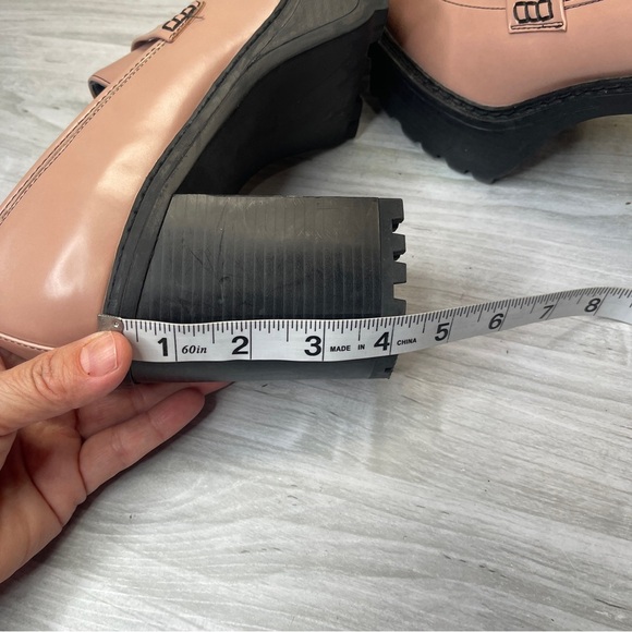 Madden Girl Kassidy Pink Blush Chunky Block Penny Loafer Slip On Heels Size 9 - Picture 8 of 14